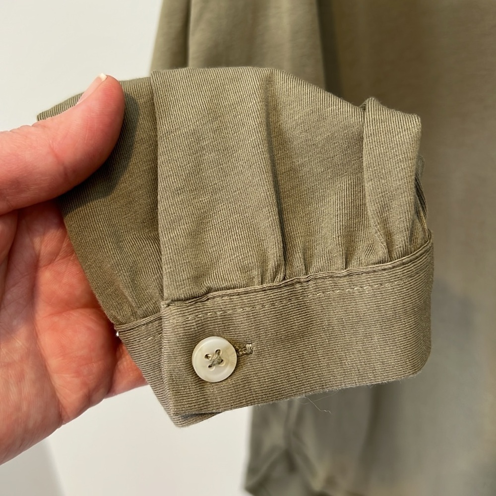 Lands End Womens Long Sleeve A-line Tunic Button Up Top Sunwashed Olive Medium - Picture 9 of 16